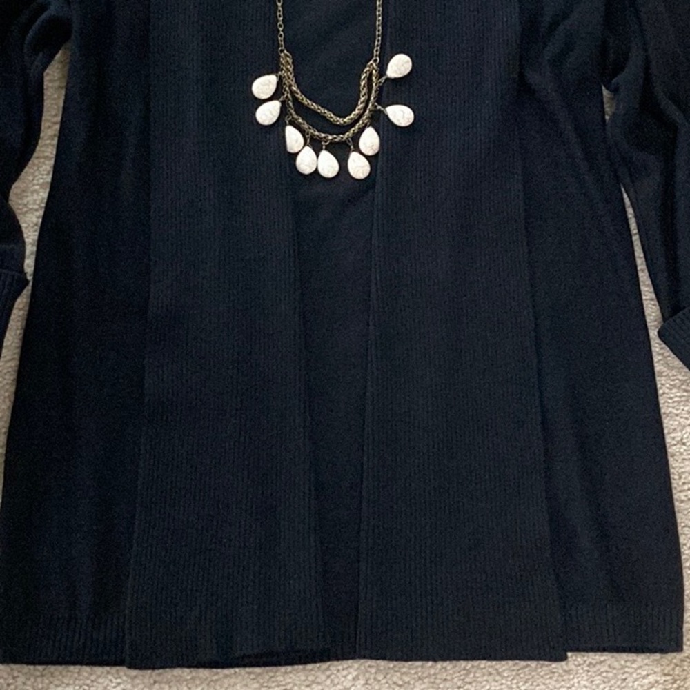 Splendid Black Shawl Collar Open Cardigan - Picture 6 of 9